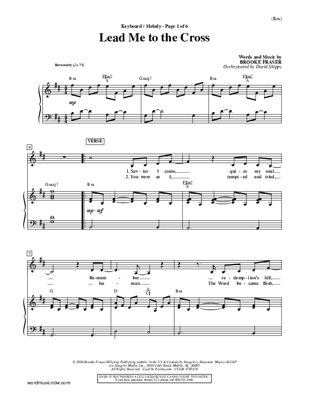 Lead Me To The Cross Piano/Vocal (Brooke Fraser)
