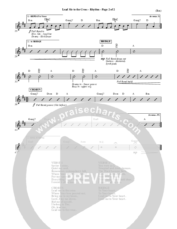 Lead Me To The Cross Rhythm Chart (Brooke Fraser)
