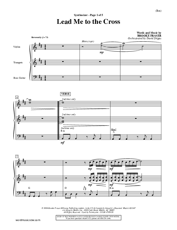 Lead Me To The Cross Synth (Brooke Fraser)