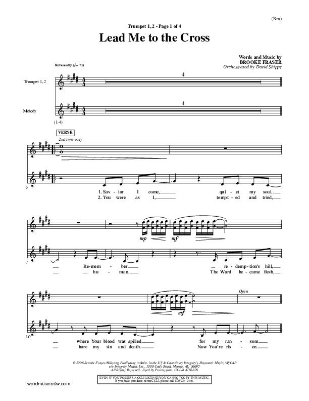 Lead Me To The Cross Trumpet 1,2 (Brooke Fraser)