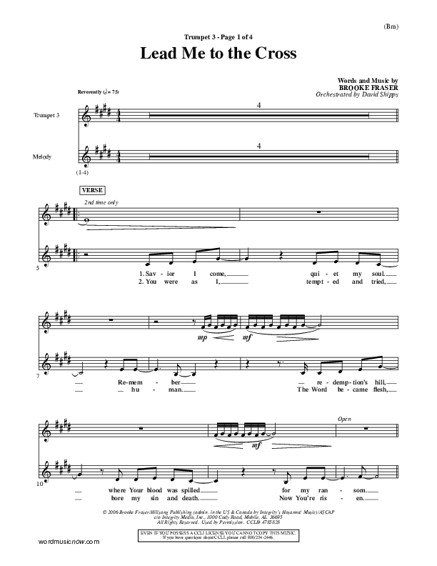 Lead Me To The Cross Trumpet 3 (Brooke Fraser)