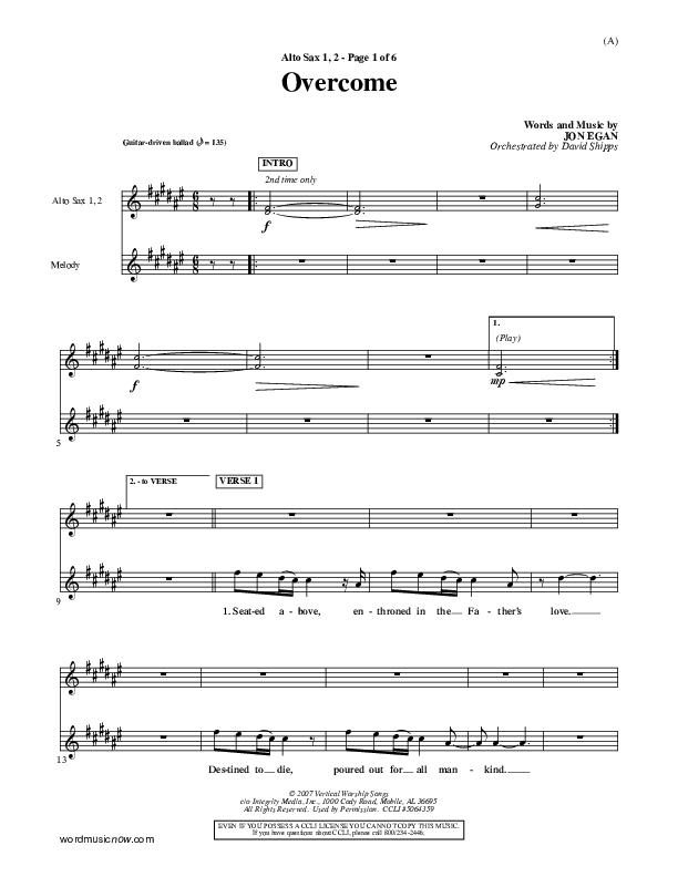 Overcome Alto Sax 1/2 (Jon Egan)