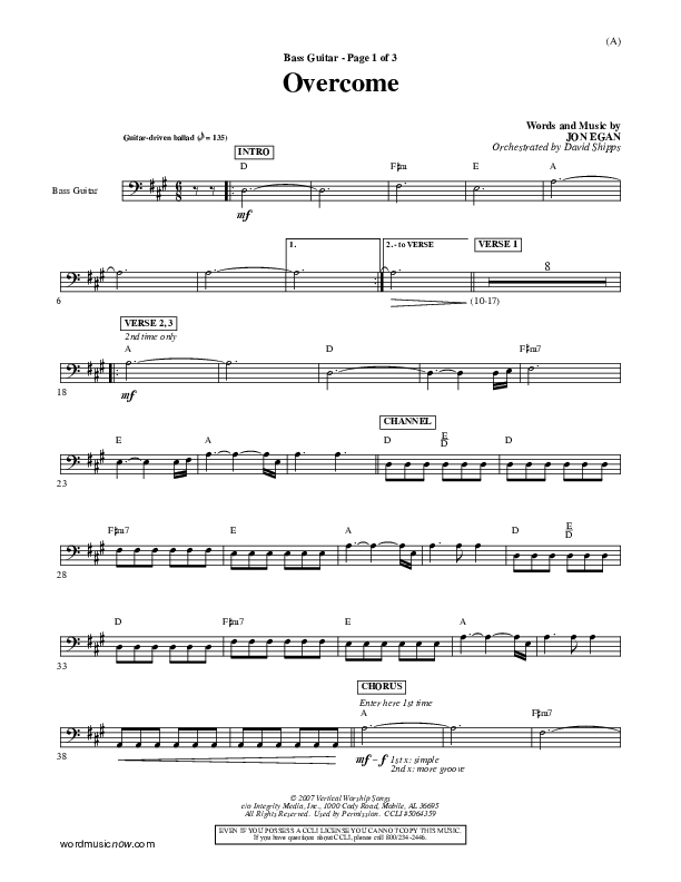 Overcome Bass Guitar (Jon Egan)