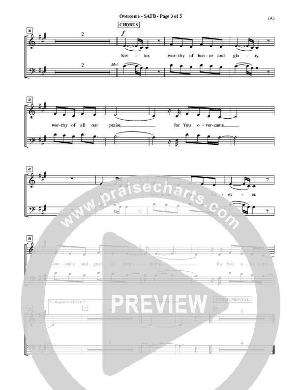 Overcome Choir Sheet (SATB) (Jon Egan)