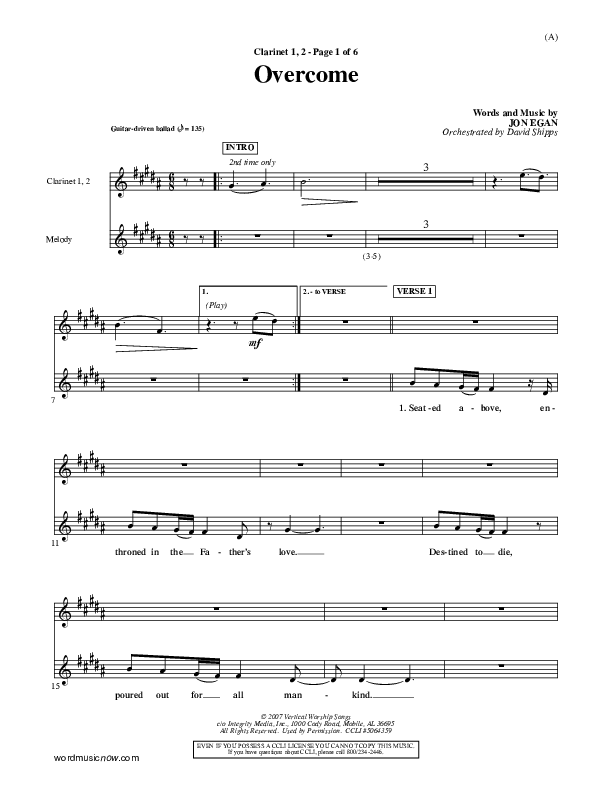Overcome Clarinet 1/2 (Jon Egan)