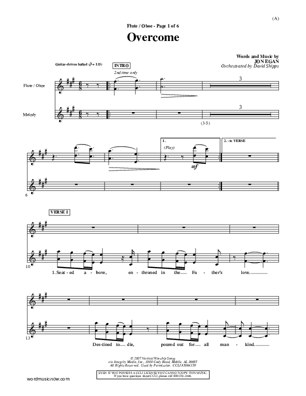 Overcome Flute/Oboe (Jon Egan)