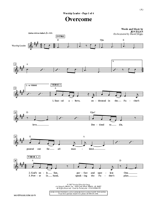Overcome Lead Sheet (Jon Egan)