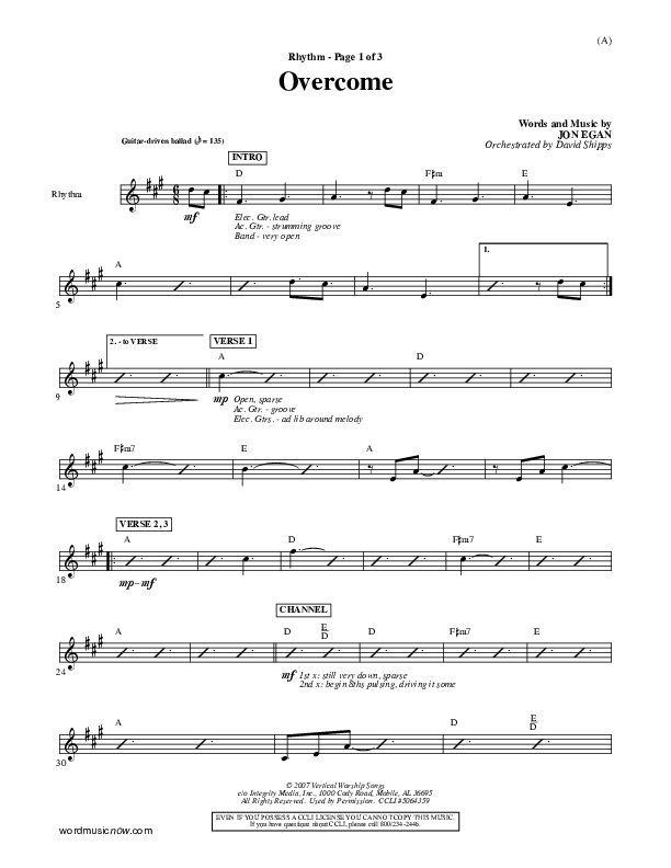 Overcome Rhythm Chart (Jon Egan)