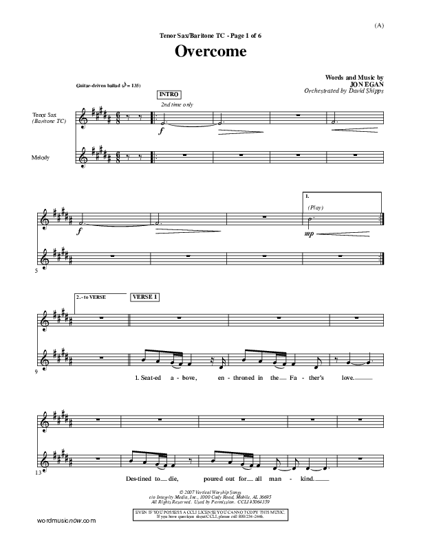 Overcome Tenor Sax/Baritone T.C. (Jon Egan)