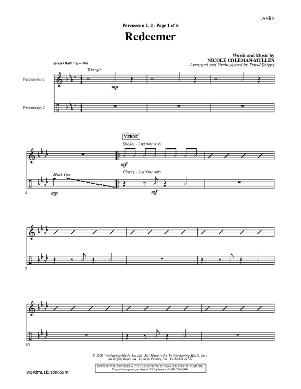 Redeemer Percussion 1/2 (Nicole C. Mullen)