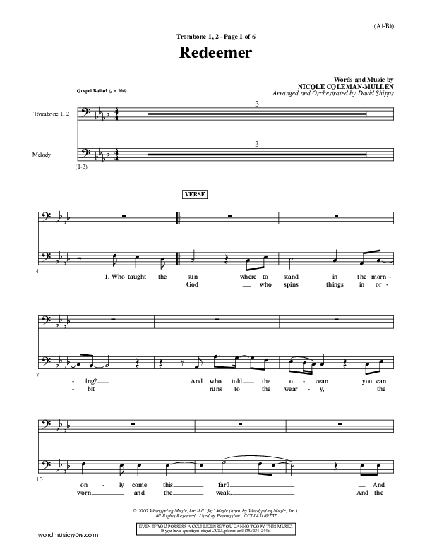 Redeemer Trombone 1/2 (Nicole C. Mullen)