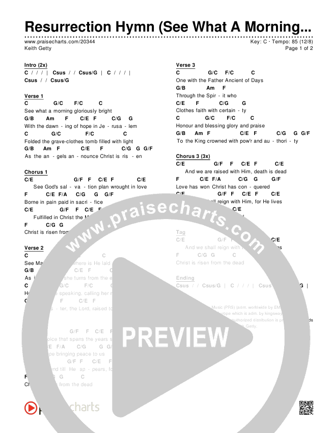 Resurrection Hymn Chords & Lyrics (Keith & Kristyn Getty)