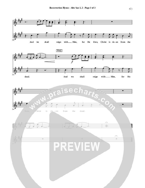 Resurrection Hymn Alto Sax 1/2 (Keith & Kristyn Getty)