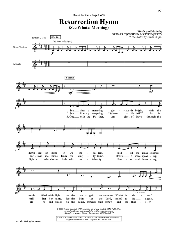 Resurrection Hymn Bass Clarinet (Keith & Kristyn Getty)