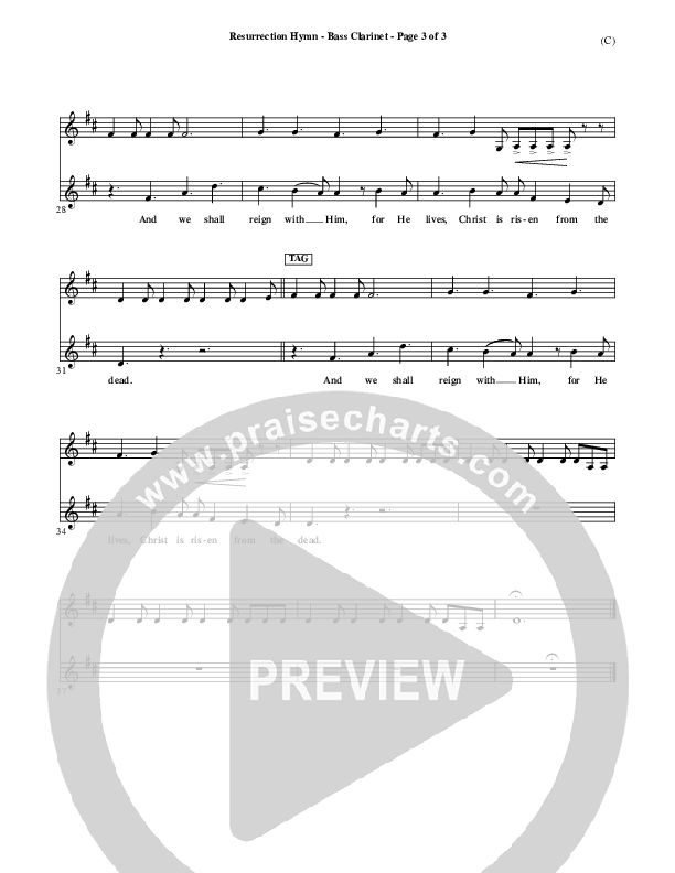 Resurrection Hymn Bass Clarinet (Keith & Kristyn Getty)