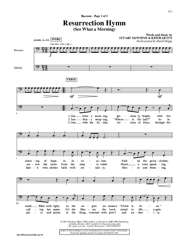 Resurrection Hymn Bassoon (Keith & Kristyn Getty)