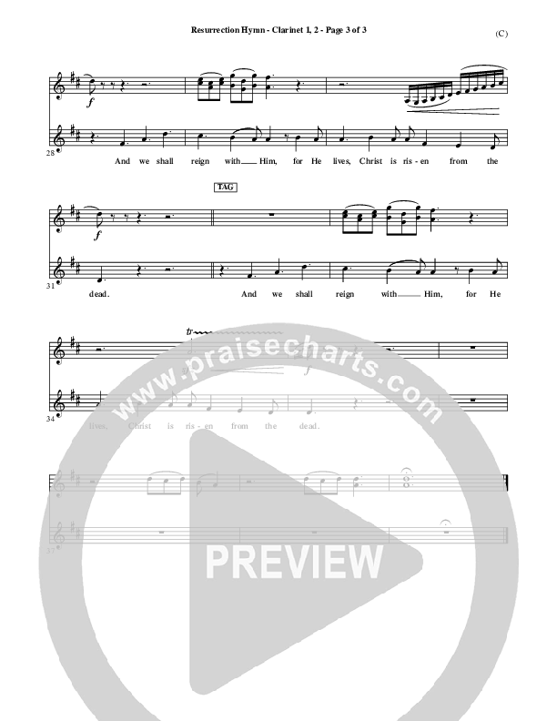 Resurrection Hymn Clarinet 1/2 (Keith & Kristyn Getty)