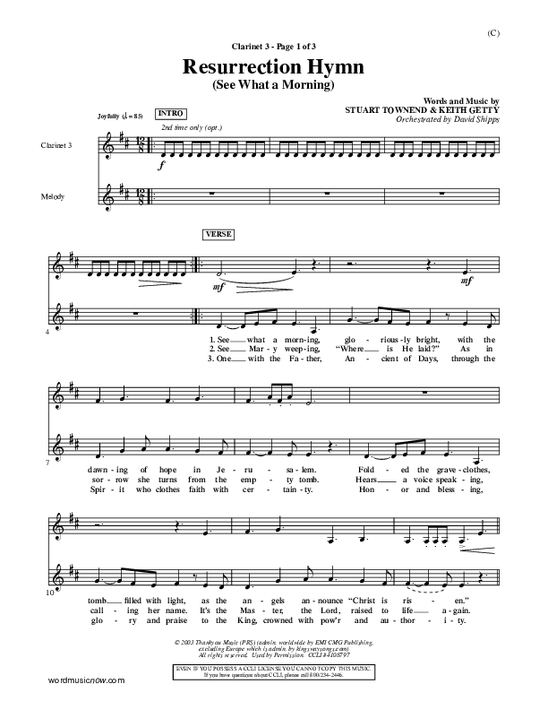 Resurrection Hymn Clarinet 3 (Keith & Kristyn Getty)