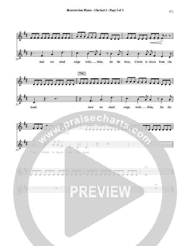 Resurrection Hymn Clarinet 3 (Keith & Kristyn Getty)