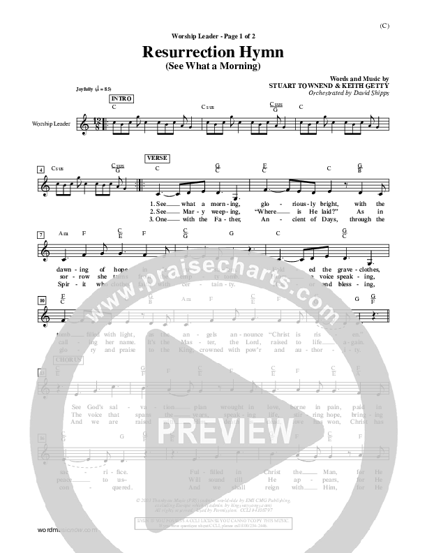 Resurrection Hymn Lead Sheet (Keith & Kristyn Getty)