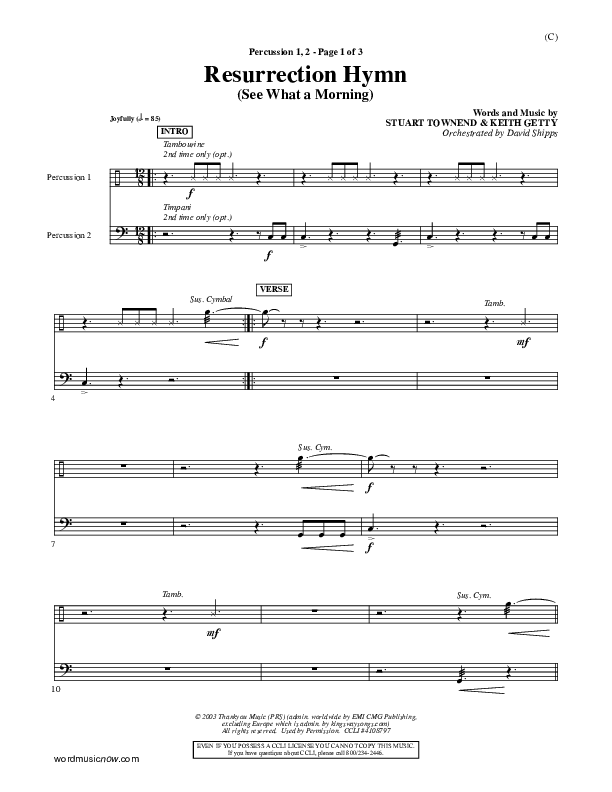 Resurrection Hymn Percussion 1/2 (Keith & Kristyn Getty)