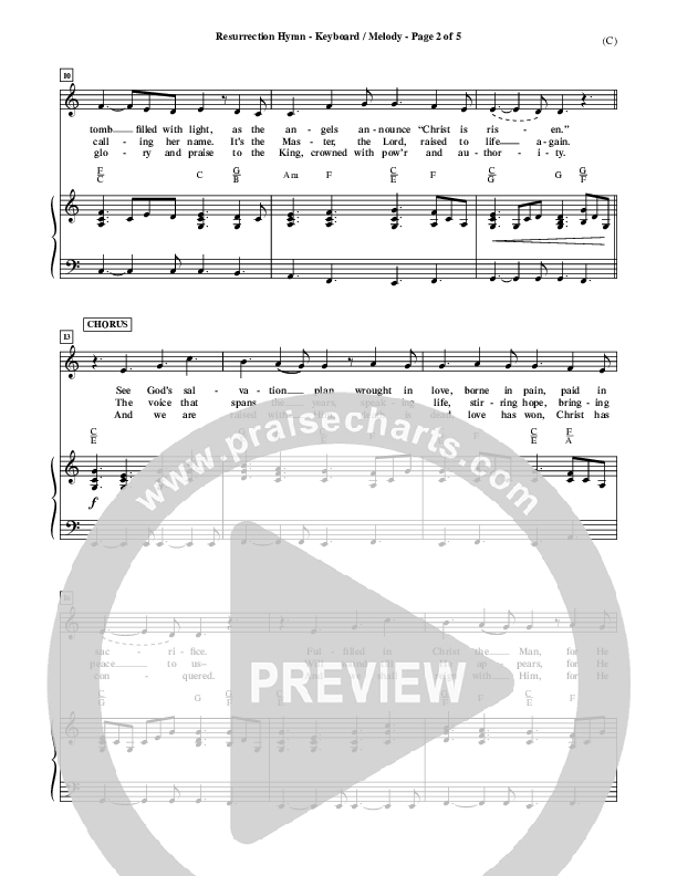 Resurrection Hymn Piano Sheet (Keith & Kristyn Getty)
