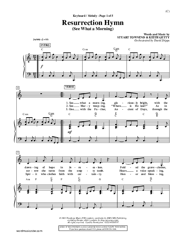 Resurrection Hymn Piano/Vocal (Keith & Kristyn Getty)