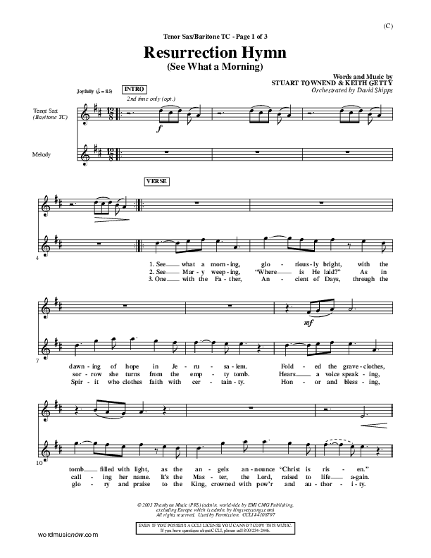 Resurrection Hymn Tenor Sax 2 (Keith & Kristyn Getty)