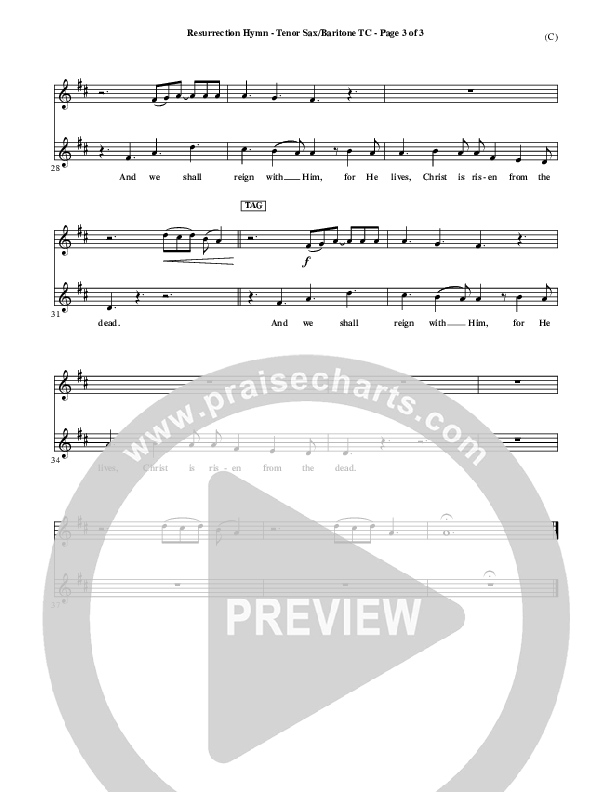 Resurrection Hymn Tenor Sax 2 (Keith & Kristyn Getty)