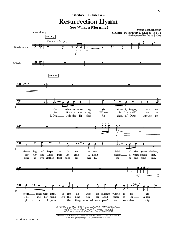 Resurrection Hymn Trombone 1/2 (Keith & Kristyn Getty)