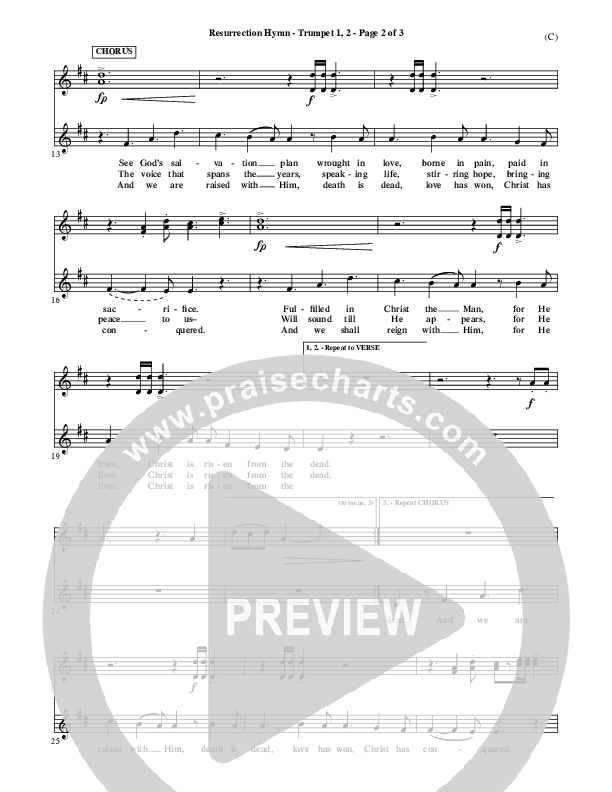 Resurrection Hymn Trumpet 1,2 (Keith & Kristyn Getty)