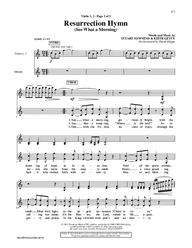 Resurrection Hymn Violin 1/2 (Keith & Kristyn Getty)