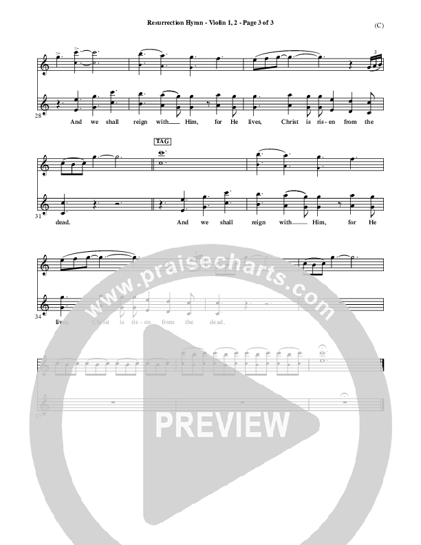 Resurrection Hymn Violin 1/2 (Keith & Kristyn Getty)