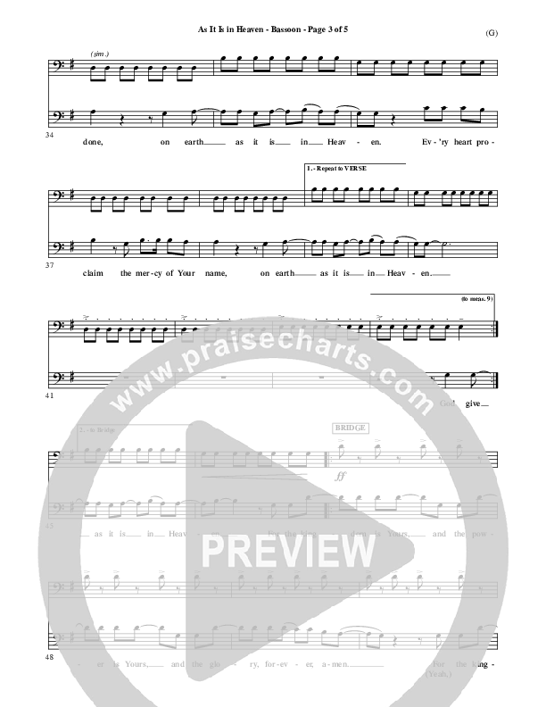 As It Is In Heaven Bassoon (Matt Maher)