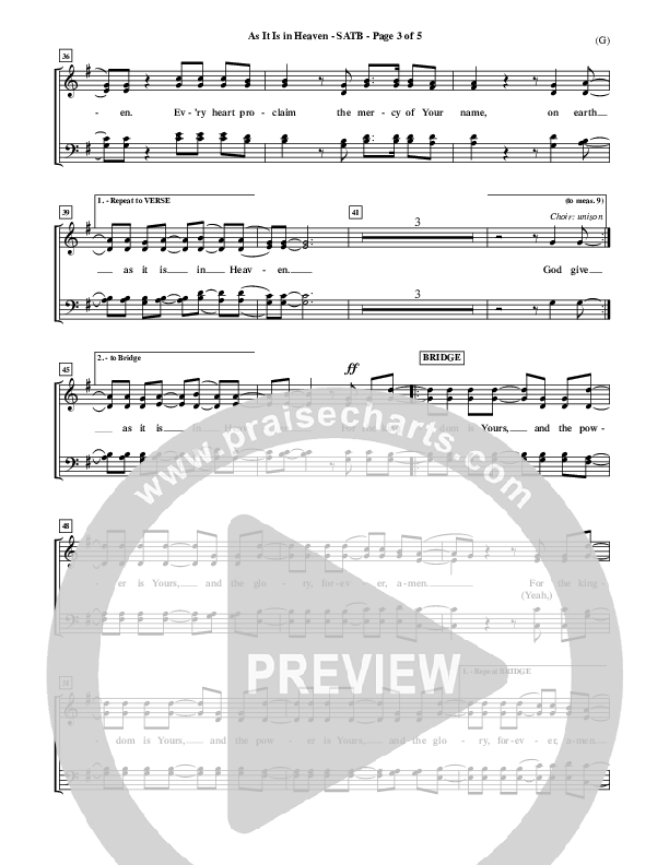As It Is In Heaven Choir Sheet (SATB) (Matt Maher)