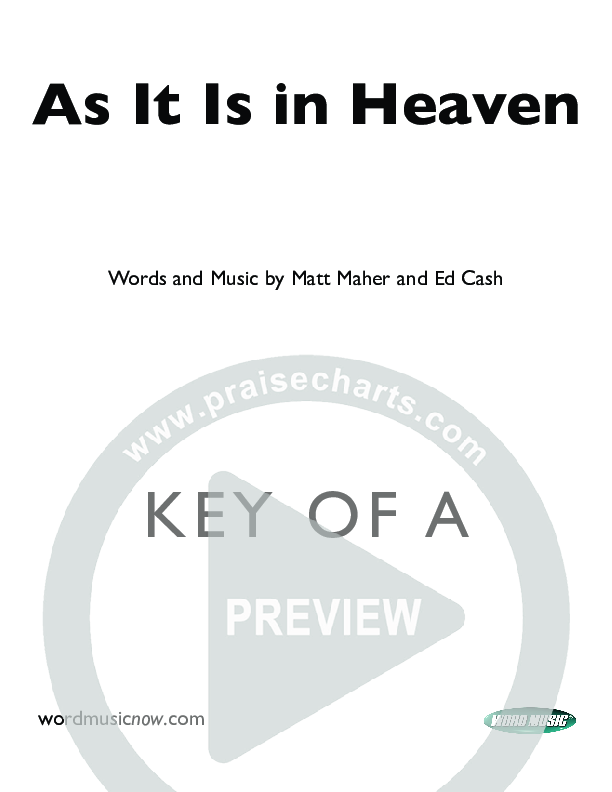 As It Is In Heaven Cover Sheet (Matt Maher)