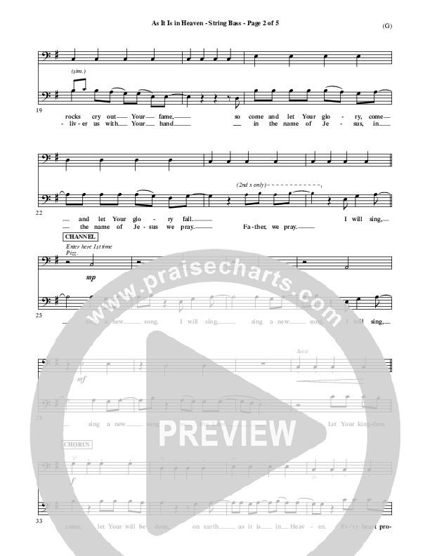 As It Is In Heaven Double Bass (Matt Maher)