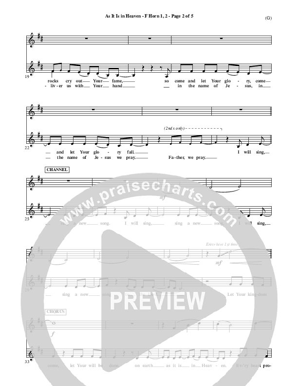 As It Is In Heaven French Horn 1/2 (Matt Maher)