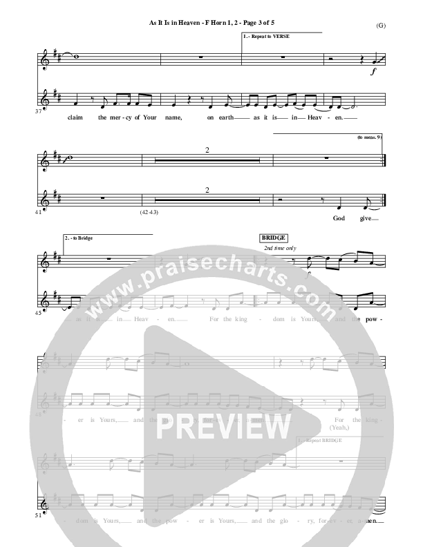 As It Is In Heaven French Horn 1/2 (Matt Maher)