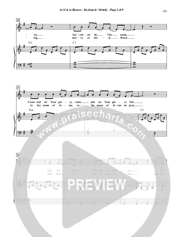 As It Is In Heaven Piano/Vocal (Matt Maher)