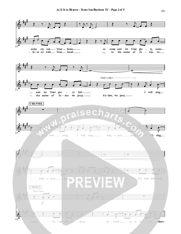 As It Is In Heaven Tenor Sax 2 (Matt Maher)