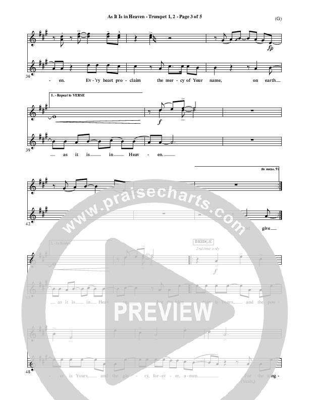 As It Is In Heaven Trumpet 1,2 (Matt Maher)