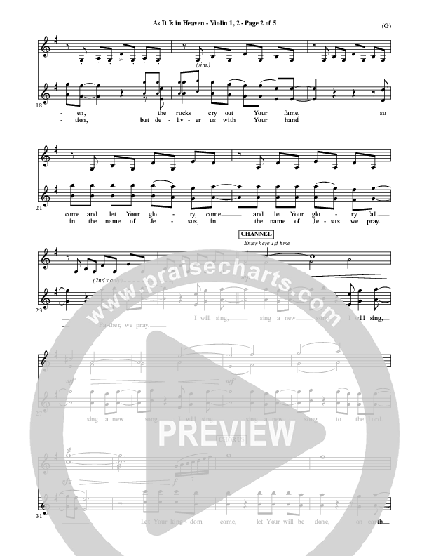 As It Is In Heaven Violin 1/2 (Matt Maher)