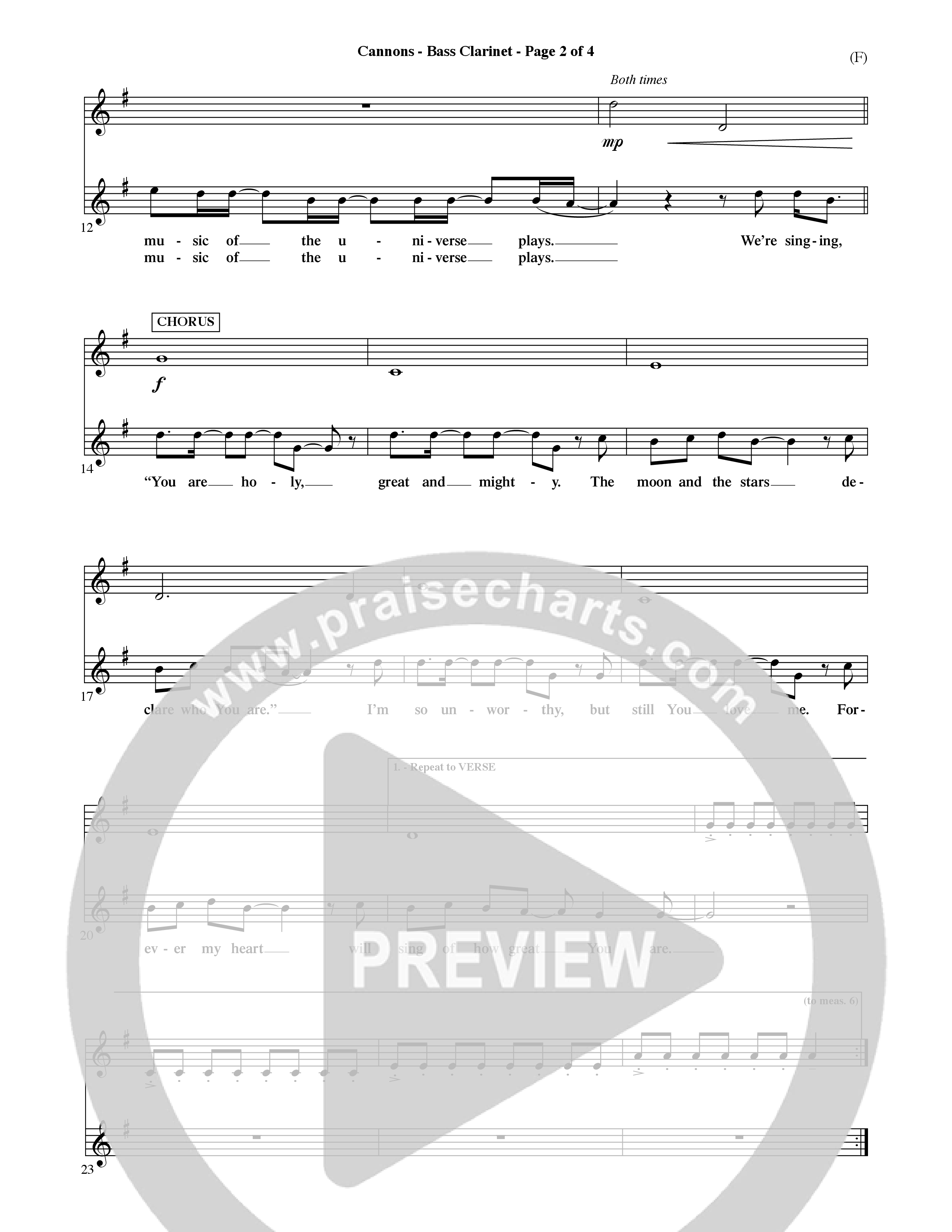 Cannons (Choral Anthem SATB) Bass Clarinet (Word Music Choral / Orch. David Shipps)