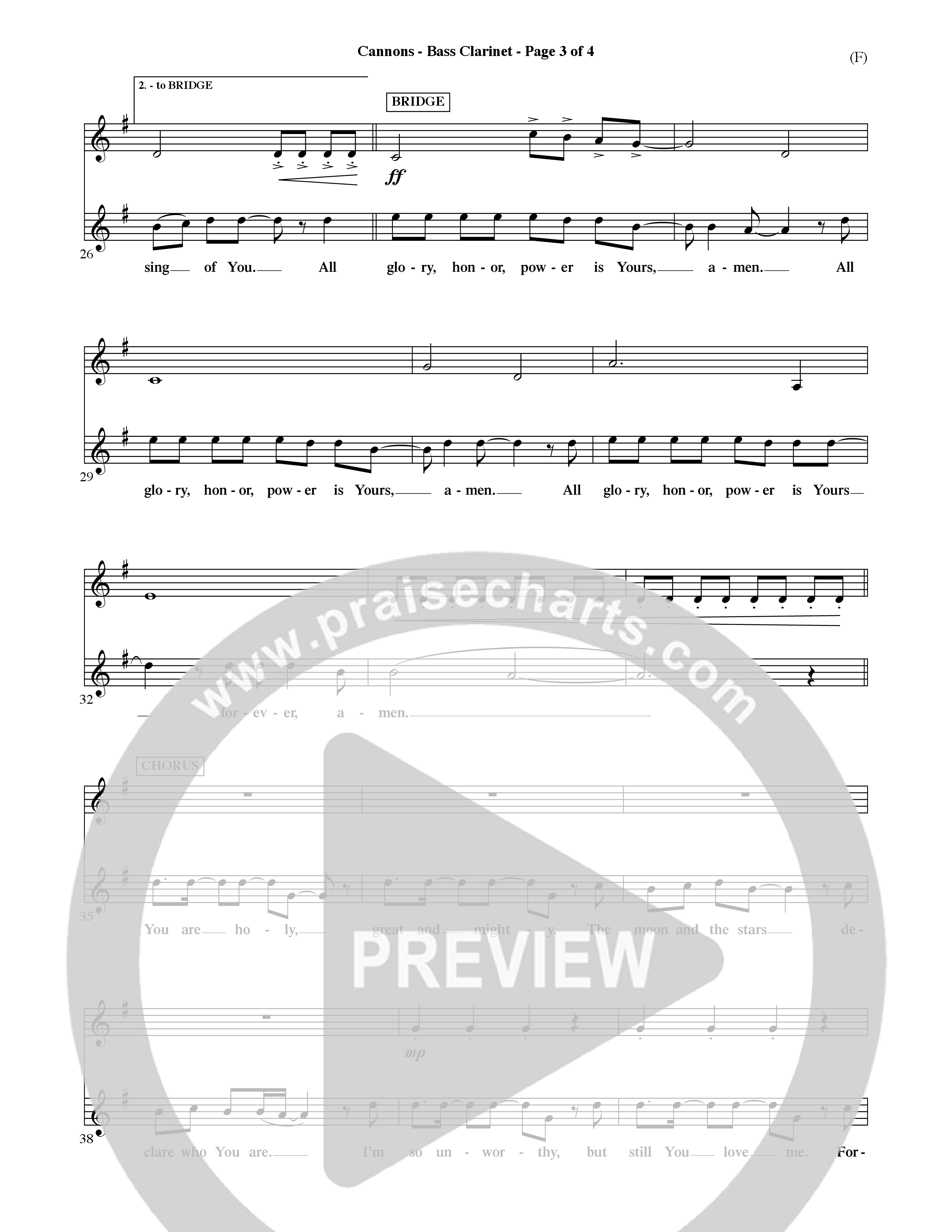 Cannons (Choral Anthem SATB) Bass Clarinet (Word Music Choral / Orch. David Shipps)
