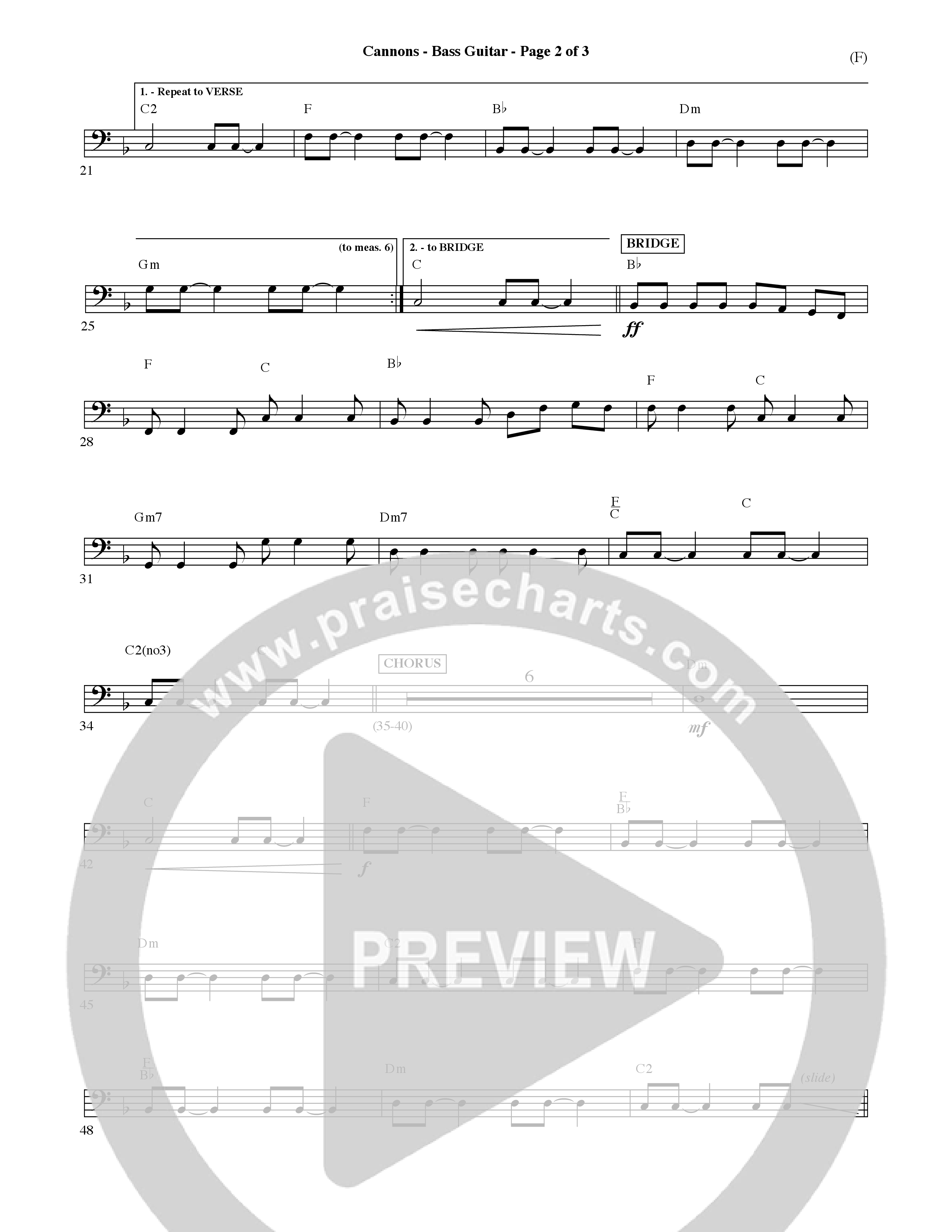 Cannons (Choral Anthem SATB) Bass Guitar (Word Music Choral / Orch. David Shipps)