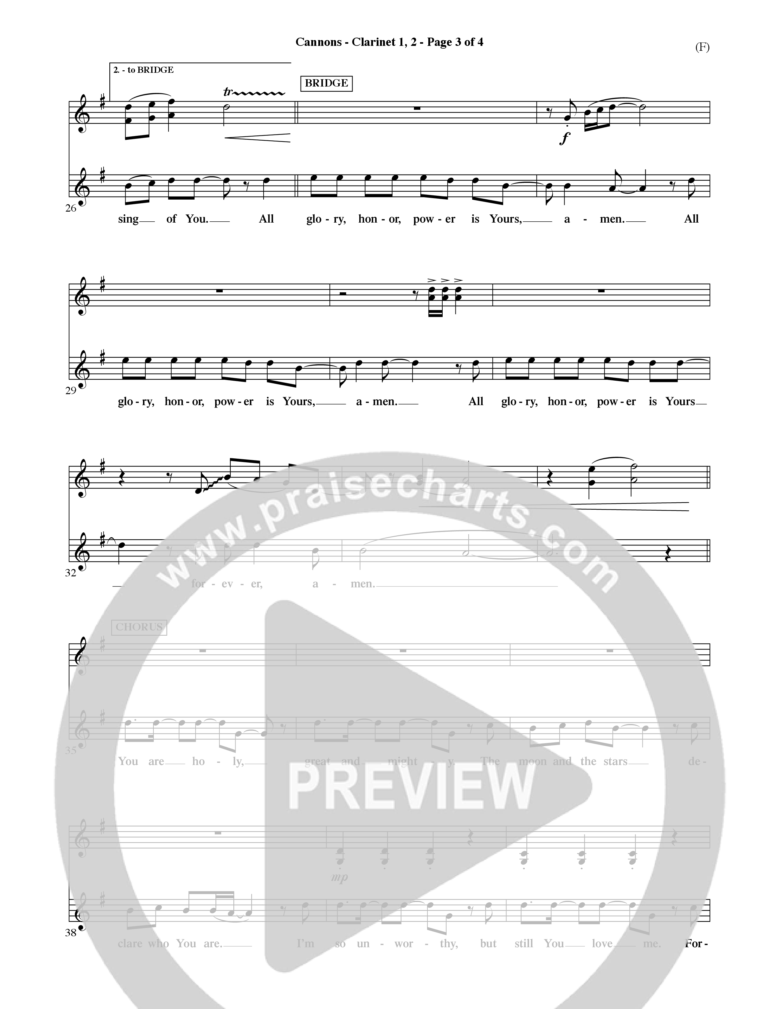 Cannons (Choral Anthem SATB) Clarinet 1/2 (Word Music Choral / Orch. David Shipps)