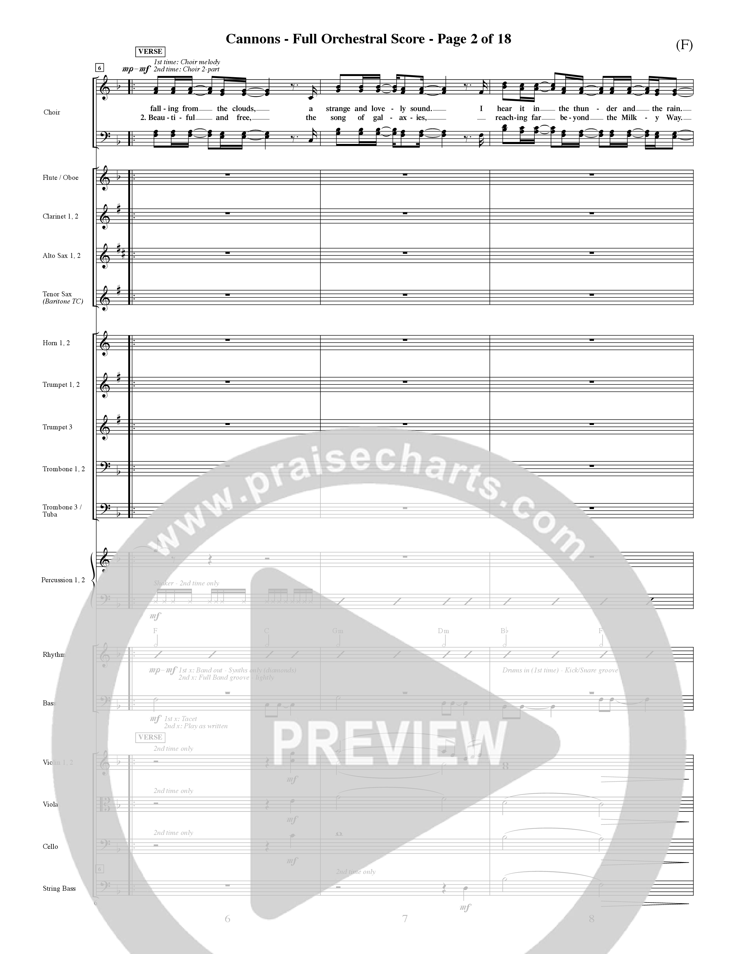 Cannons (Choral Anthem SATB) Orchestration (Word Music Choral / Orch. David Shipps)