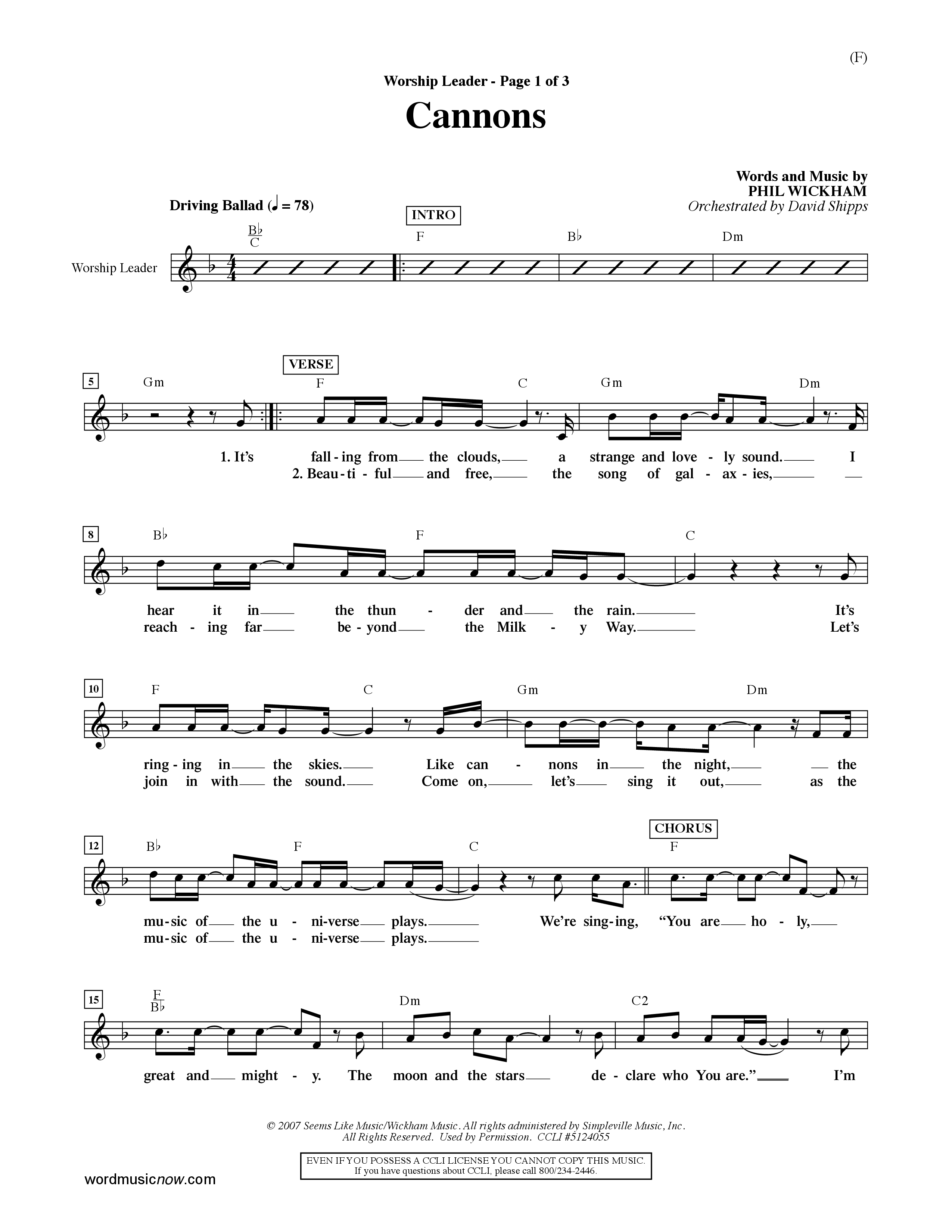Cannons (Choral Anthem SATB) Rhythm Pack (Word Music Choral / Orch. David Shipps)