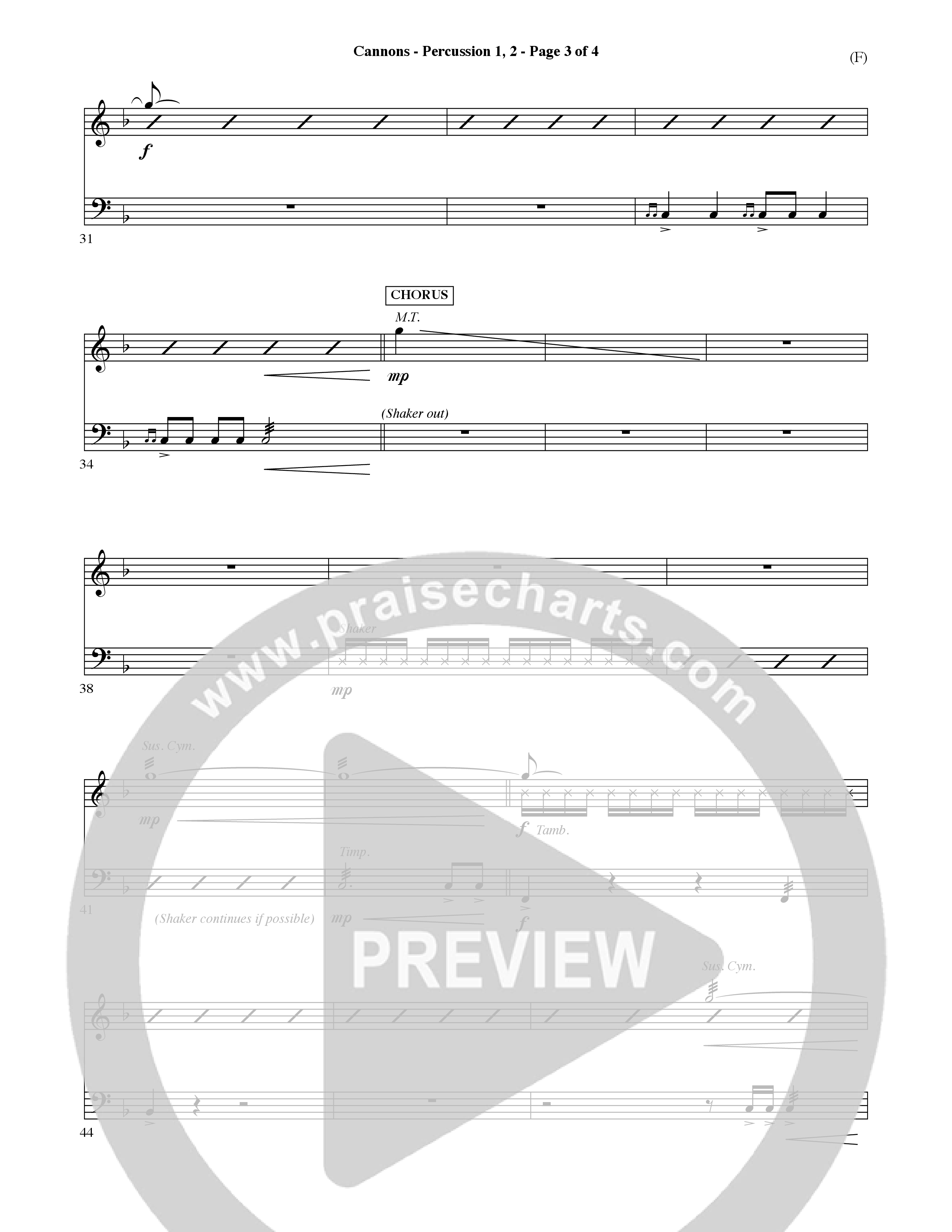 Cannons (Choral Anthem SATB) Percussion 1/2 (Word Music Choral / Orch. David Shipps)